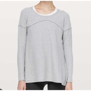 Lululemon Sz 8 Hot Unwind Long Sleeve Shirt Side Slit Heathered Gray Tunic Women